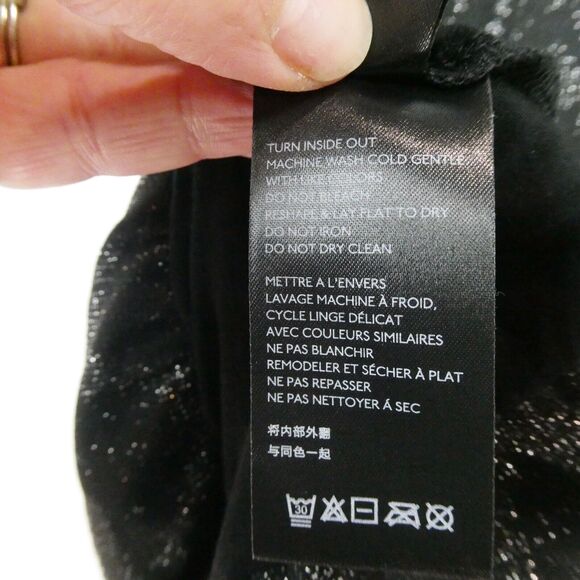 Anthropologie Shimmer Carly Bubble Hem Blouse Sz L Black Silver Metallic Zig Zag - Picture 5 of 12